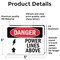 Signmission Power Lines Above Danger Sign, Vinyl Decal, 5in W x 3.5in L, 2PK OS-2PACK-DS-D-35-L-1536 - alternate 6